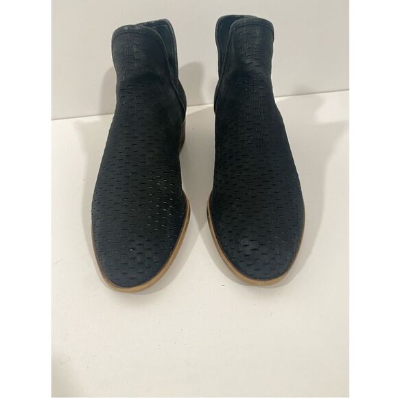 Lucky Brand Bashina Black Suede Leather Block Heel Low Booties Size women’s 8 - Picture 5 of 9